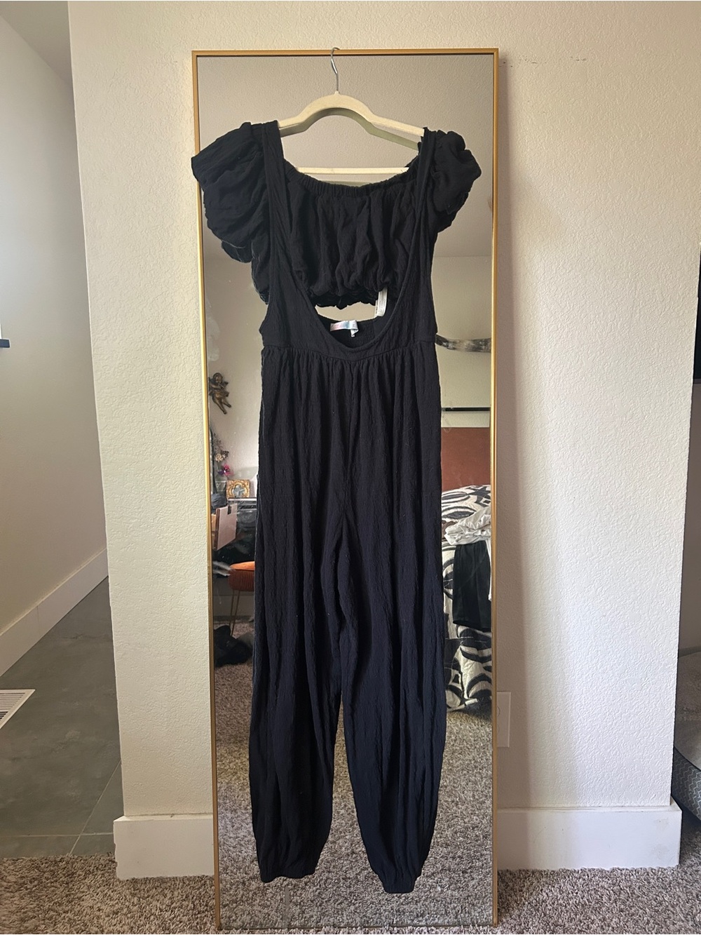 Free People Black off the shoulder two piece Jumpsuit